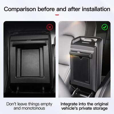 Magnetic Center Console Hidden Storage Box For Tesla Model 3/Y Juniper Armrest Hidden Organizer Hidden Storage Box Accessory