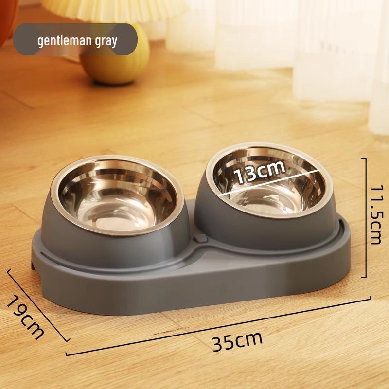 

Anti-Spill Slanted Double Bowl for Cats and Dogs - Pet Food and Water Dish