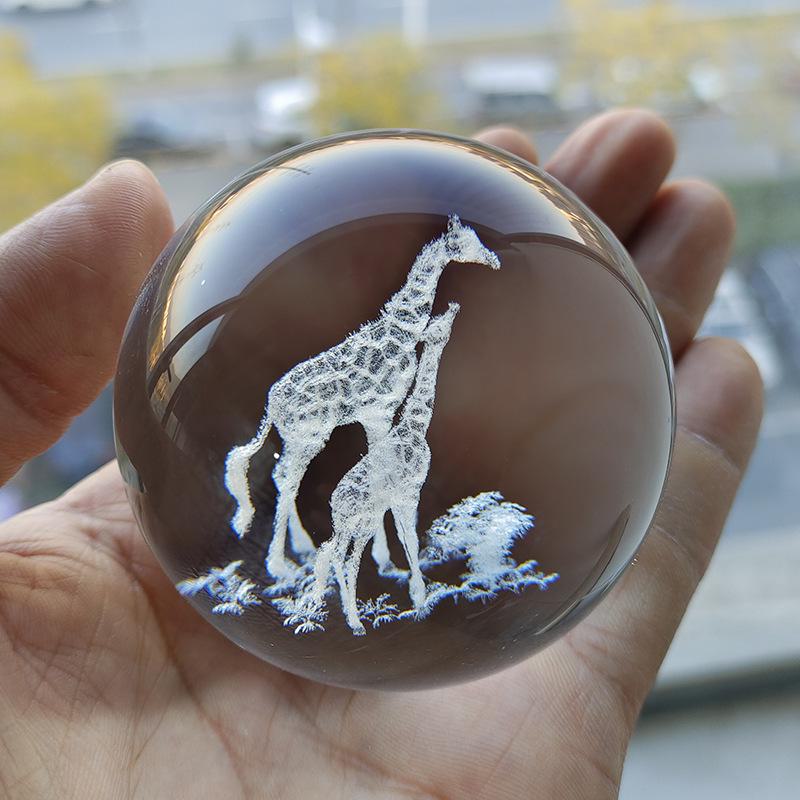 "40 Crystal Ball Ornaments: Rainy Day Clouds, Sun, Galaxy Design - Laser Engraved Cube for Home Decor and Gifts"