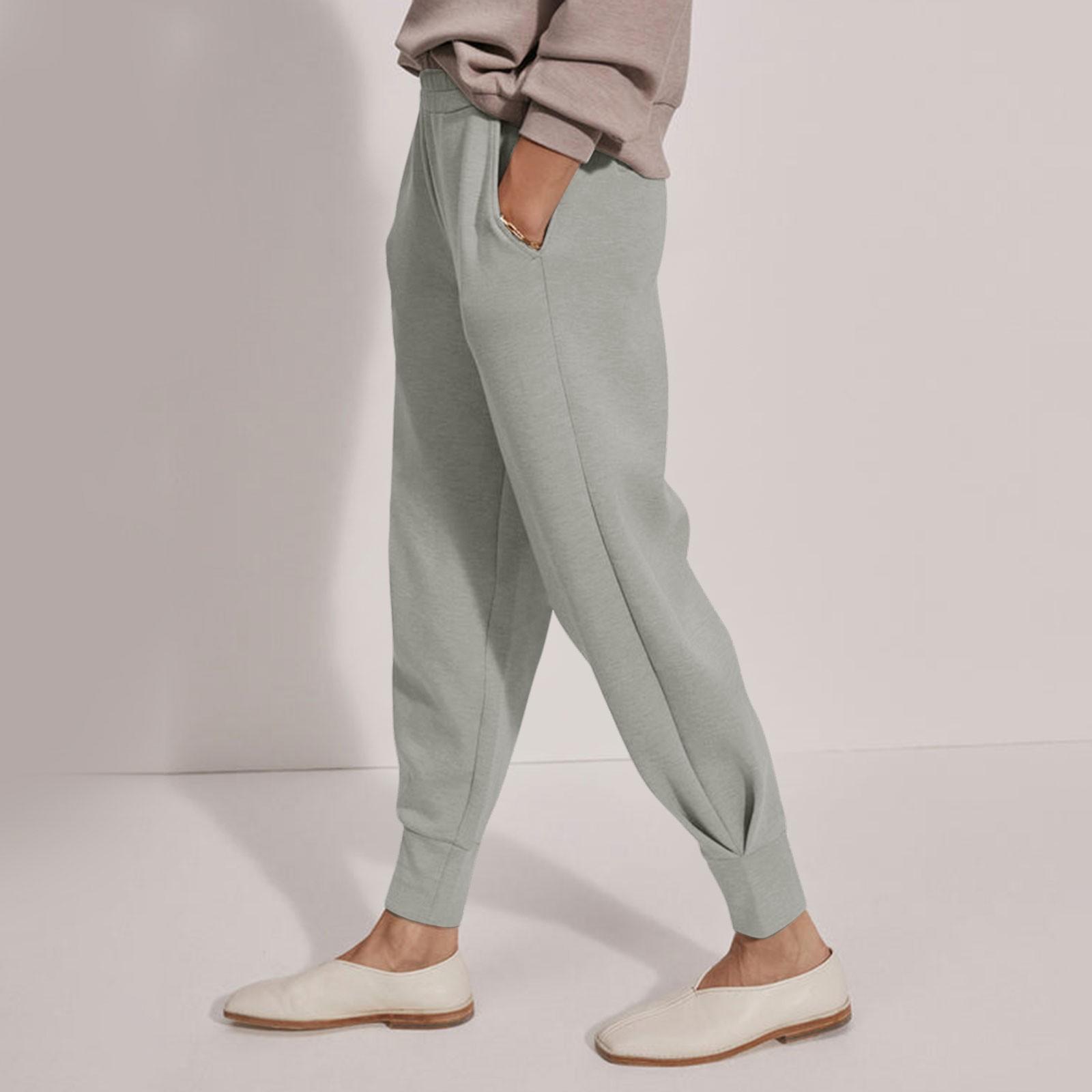 

Женские однотонные свободные повседневные брюки с эластичным поясом и карманами, спортивные штаны XL серый