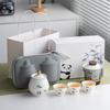Panda suet jade porcelain kung fu travel tea set outdoor portable