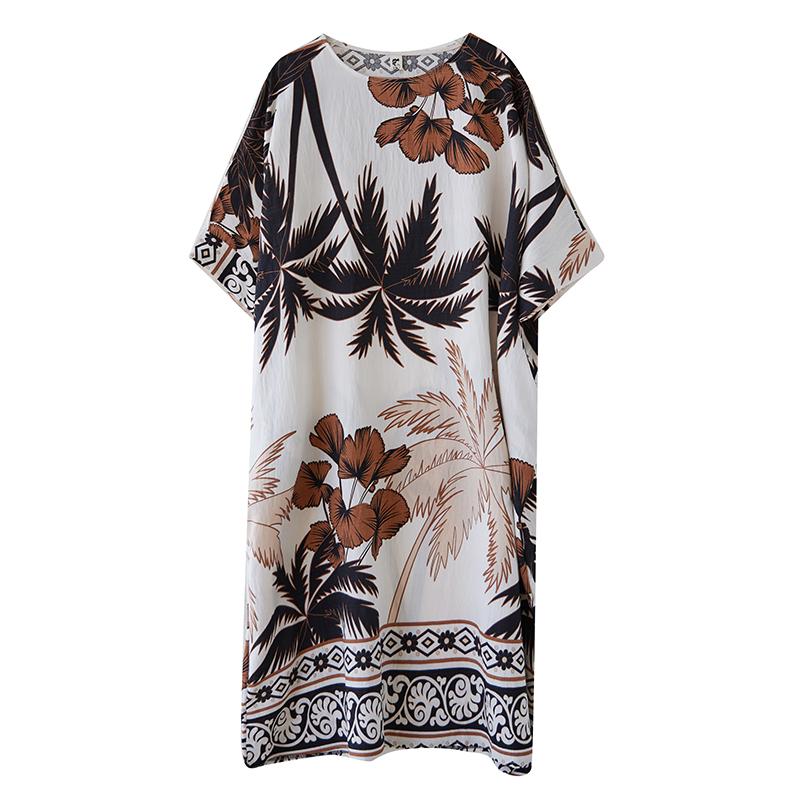 Dimanaf 2025 New Women Plus Size Summer Loose Dress Casual Fashion Holiday Dress Basic Vintage Short Sleeve