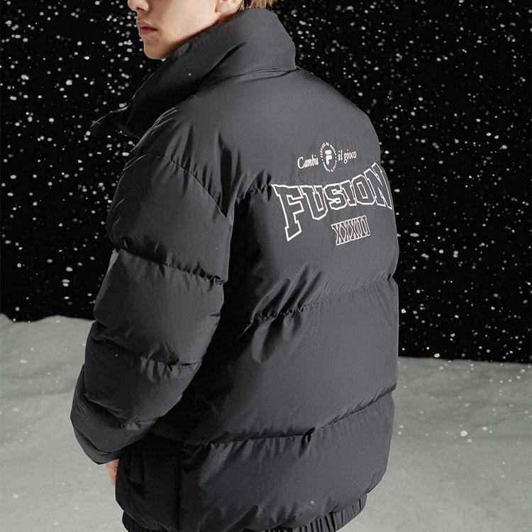 Fila Fusion Uniform Letter Zipper Stand Collar Long Sleeve Down Jacket Men outerwear Black T11M345905F-BK