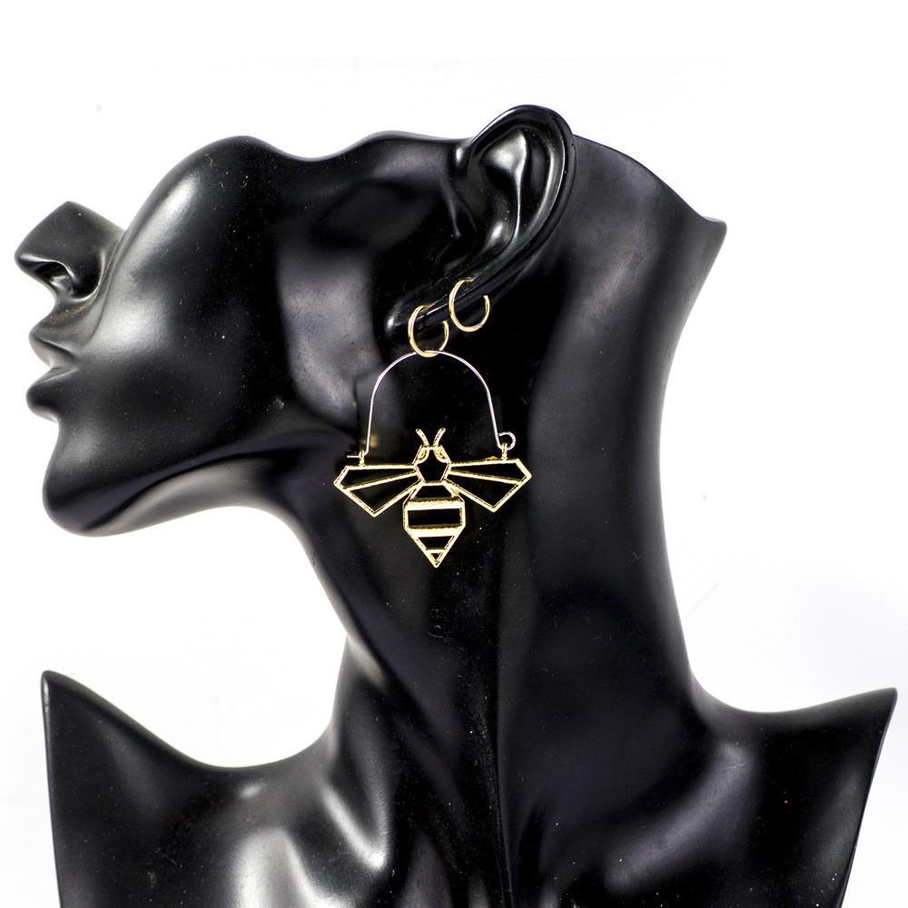 Bee Dangle Fashionable Earrings Alloy Hollow Hoop Set Women For