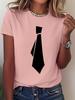 Fun Tie Unique Personality Pattern Unisexs Fashionable Casual Short Sleeved Comfortable Round Neck Base Gift Tshirt
