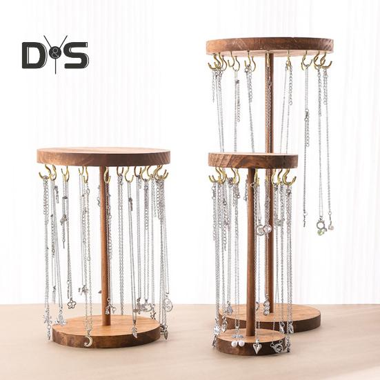 Stojan na náhrdelníky Organizér na šperky s háčky Dřevěná základna Organizér na čelenky Stojan pro vystavení pro dívky Náhrdelníky Náramky
