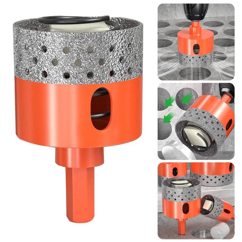Hole Saw, Ankoow 20-65mm Hole Saw Tooth Cutting Opener Drill Bit Hexagonal Shank for Marble Ceramic Tile