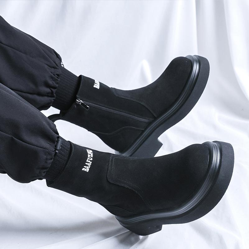 Smoke Stiefel Herren Pendler Buchstaben Martin Schuhe Winter Chelsea Stiefel Britischer Wind Motorradstiefel 5043-R