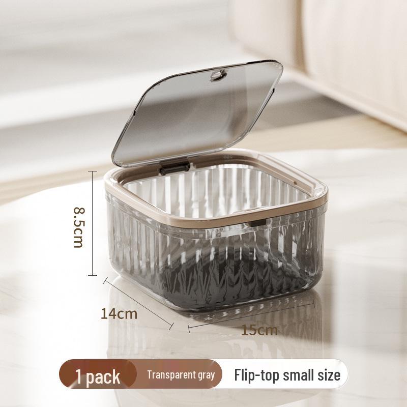 He Dou C Desktop Trash Can with Lid - Mini Paper Basket for Dining Table, Desk, or Dressing Table