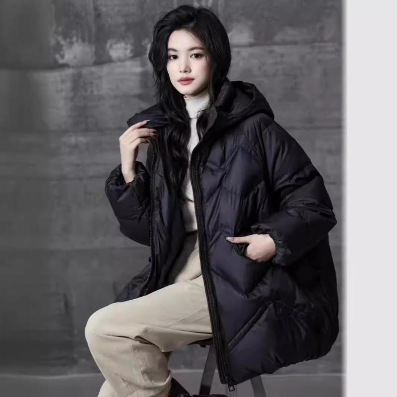New women's clothing, simple temperament hooded down jacket women, coat, loose casual large size