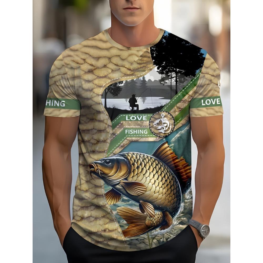 Men's Short sleeved T-shirt 3D Vitality Fish Pattern Printed Fashionable