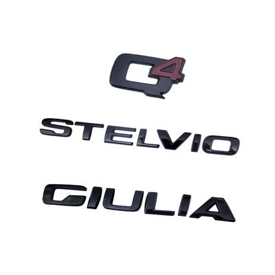 Černé Q4 GIULIA STELVIO Letter Emblem Samolepky na auto pro Giulia Stelvio Příslušenství k venkovním dekoracím