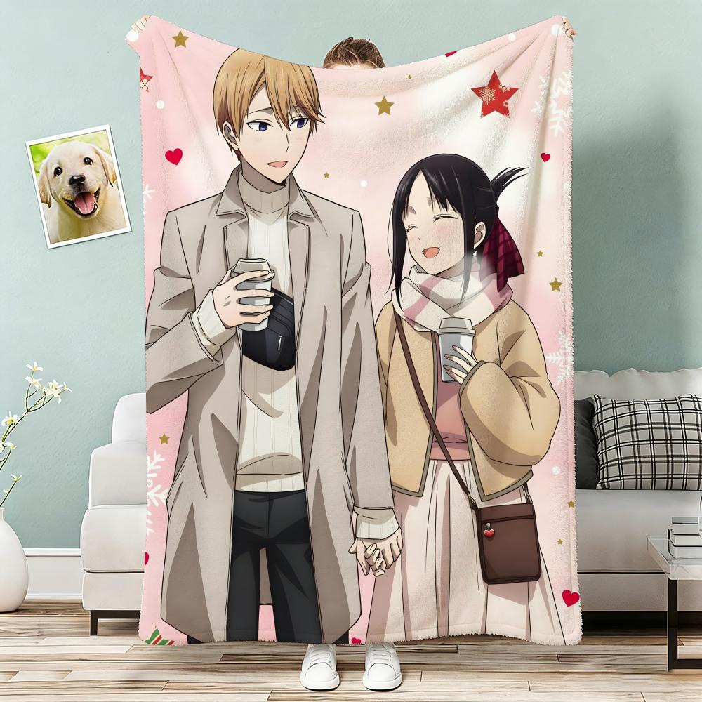 ANIME K-kaguya-sama Love Is War Throw Lightweight 240g Flannel Blanket Soft Skin-friendly for Summer Cooling 75x90cm