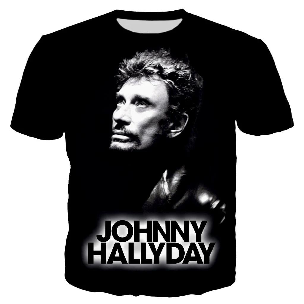 Most Popular Pop Singer Johnny Hallyday 3D Printed T-shirt Men Women Rock Casual Streetwear Clothes Hip Hop Harajuku Tops