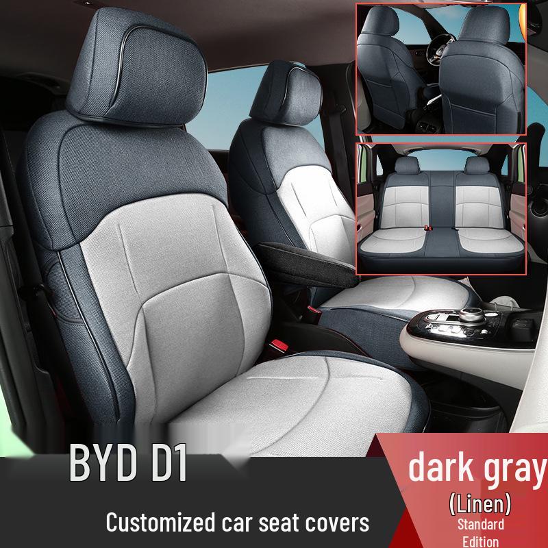 

Four Seasons Breathable Linen Five-Seat Car Cushion for BYD D1 - Full Surround Cover Half Rear Coverage