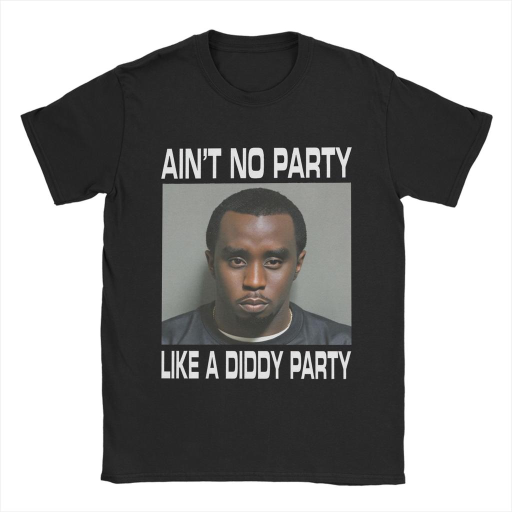 Men's Retro Aint No Party Like a Diddy Party T Shirt Clothes Funny Short Sleeve Crewneck Tee Shirt Summer T-Shirts