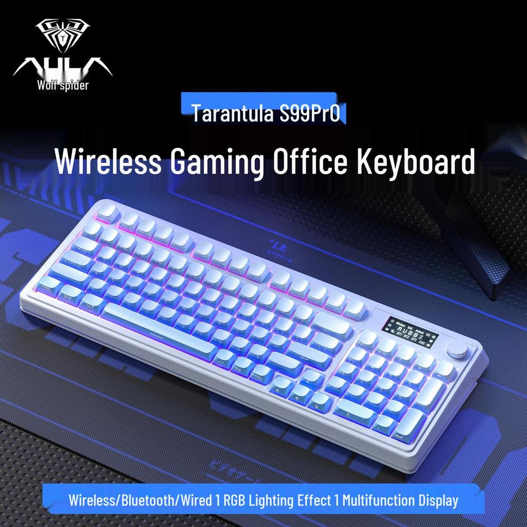 AULA S99PRO Silent Mechanical-Feel RGB Keyboard: Ergonomic, Long Battery, Triple-Mode