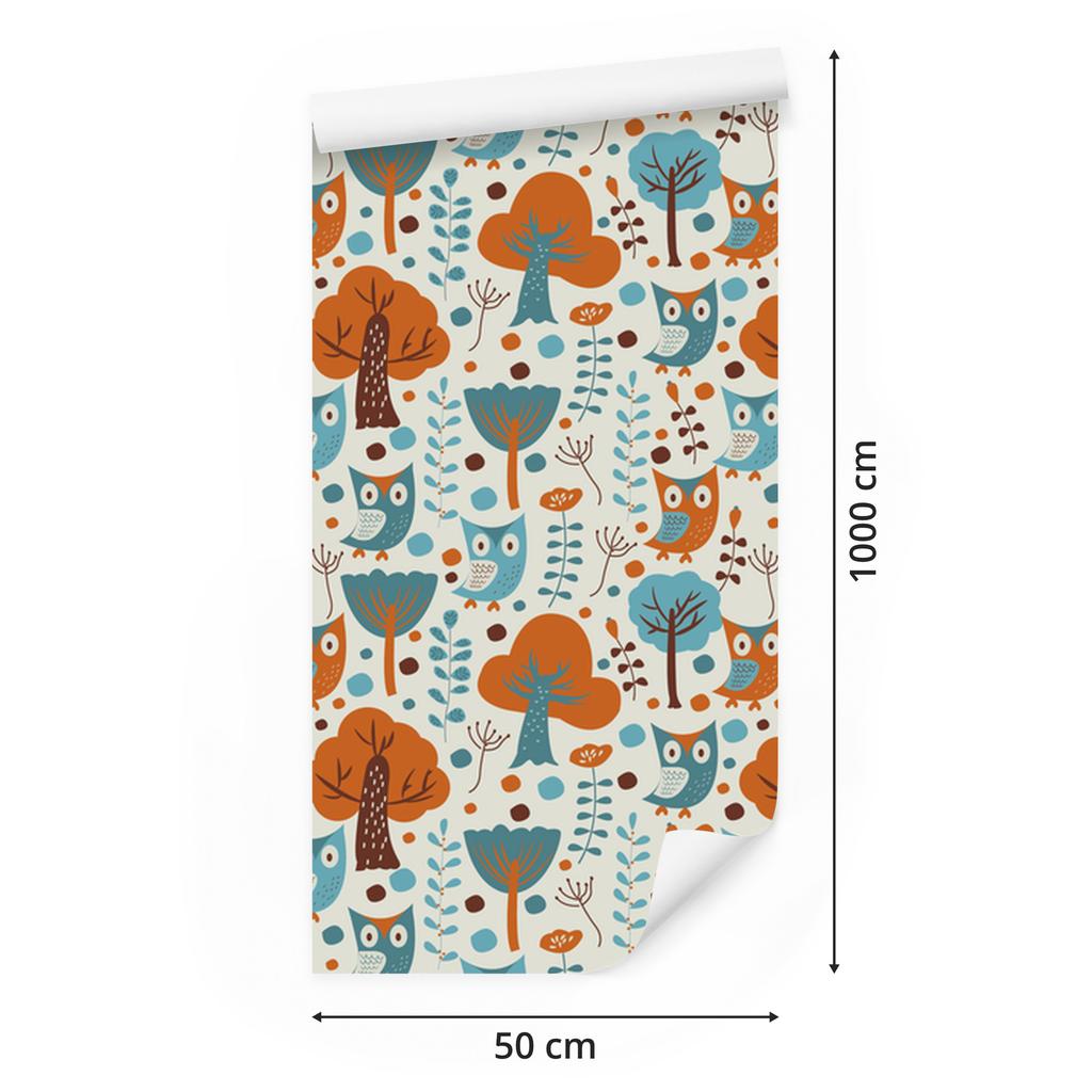 Colorful Owls Wallpaper for Living Room and Bedroom 50x1000