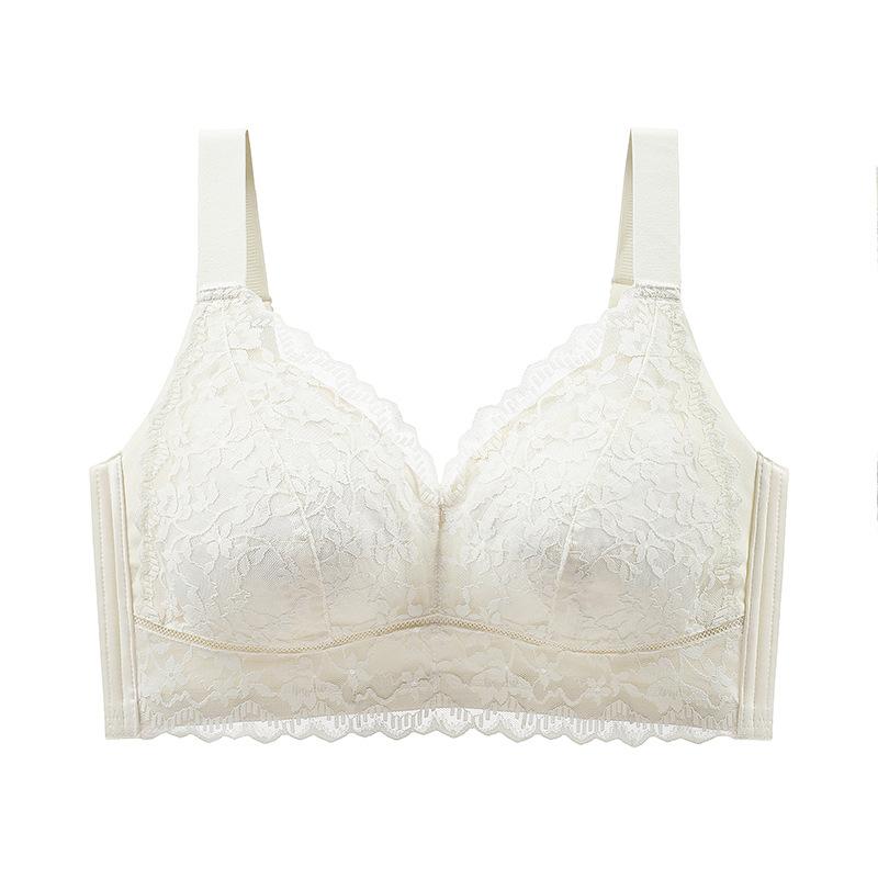 

Летнее нижнее белье для женщин без косточек, тонкое кружевное бюстье пуш-ап, на двойной застежке, больших размеров, против обвисания, с полной чашкой 44/100D бежевый