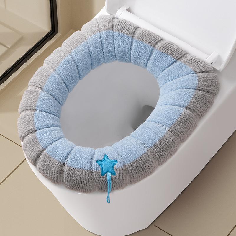 1Pc Thicker Bathroom Toilet Seat Cover Pads Soft Comfortable Toilet Seat Cushion Cover Stretchable Toilet Seat Warmer Easy Inst