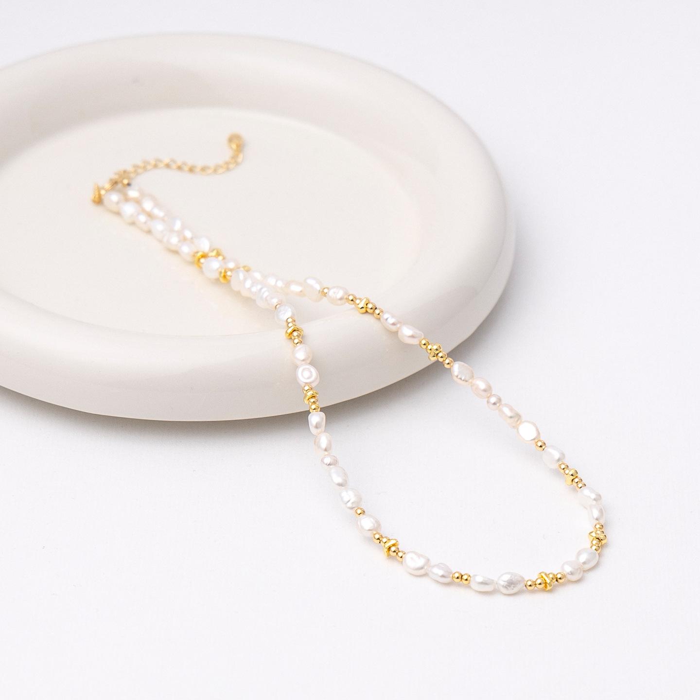 

Natural Baroque Freshwater Pearl Necklace for Women, Light Luxury, Fashionable, Niche, High-end, Beaded Collarbone Chain