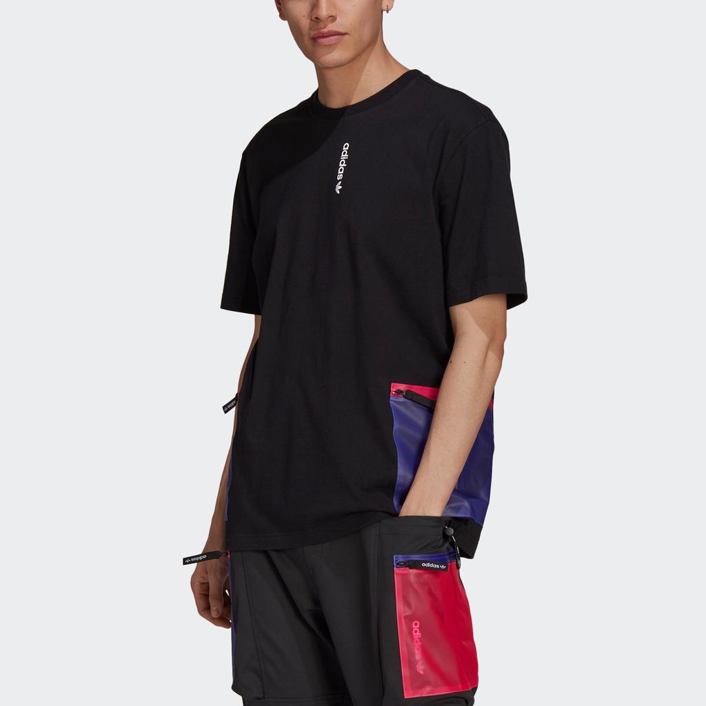 Adidas Originals T Shirts Men's Black Crew Neck Moderate Straight Fit H09355