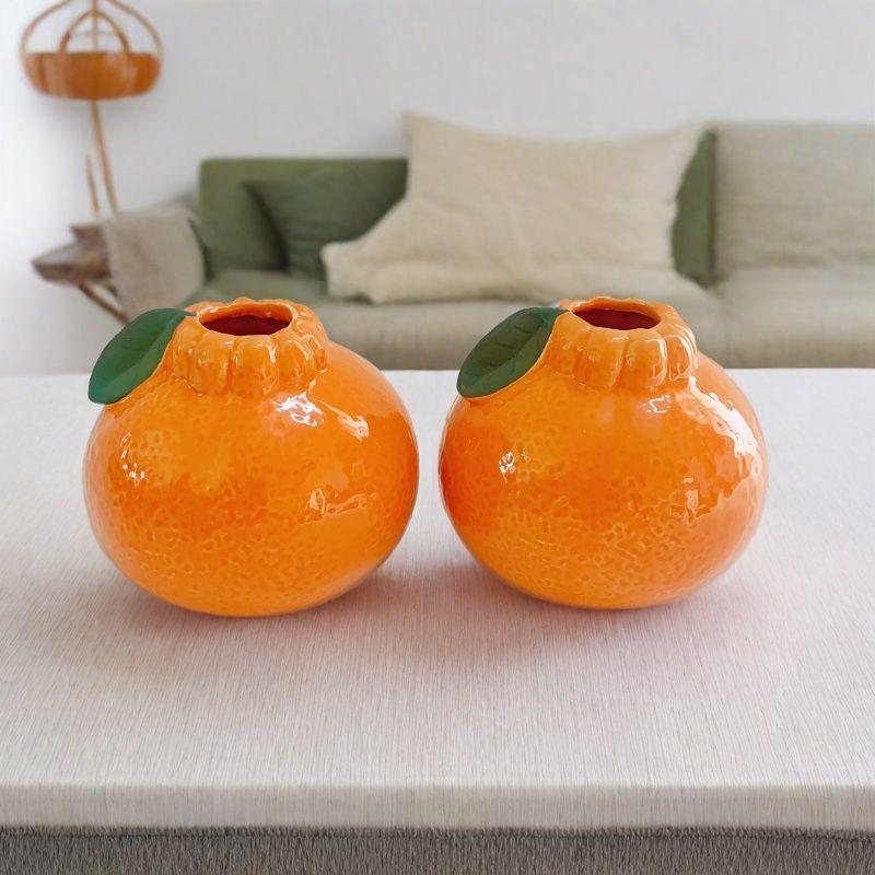 Nordic Style Lemon Ceramic Vase for Hydroponic Flowers - Decorative Ornament for Home or Desktop