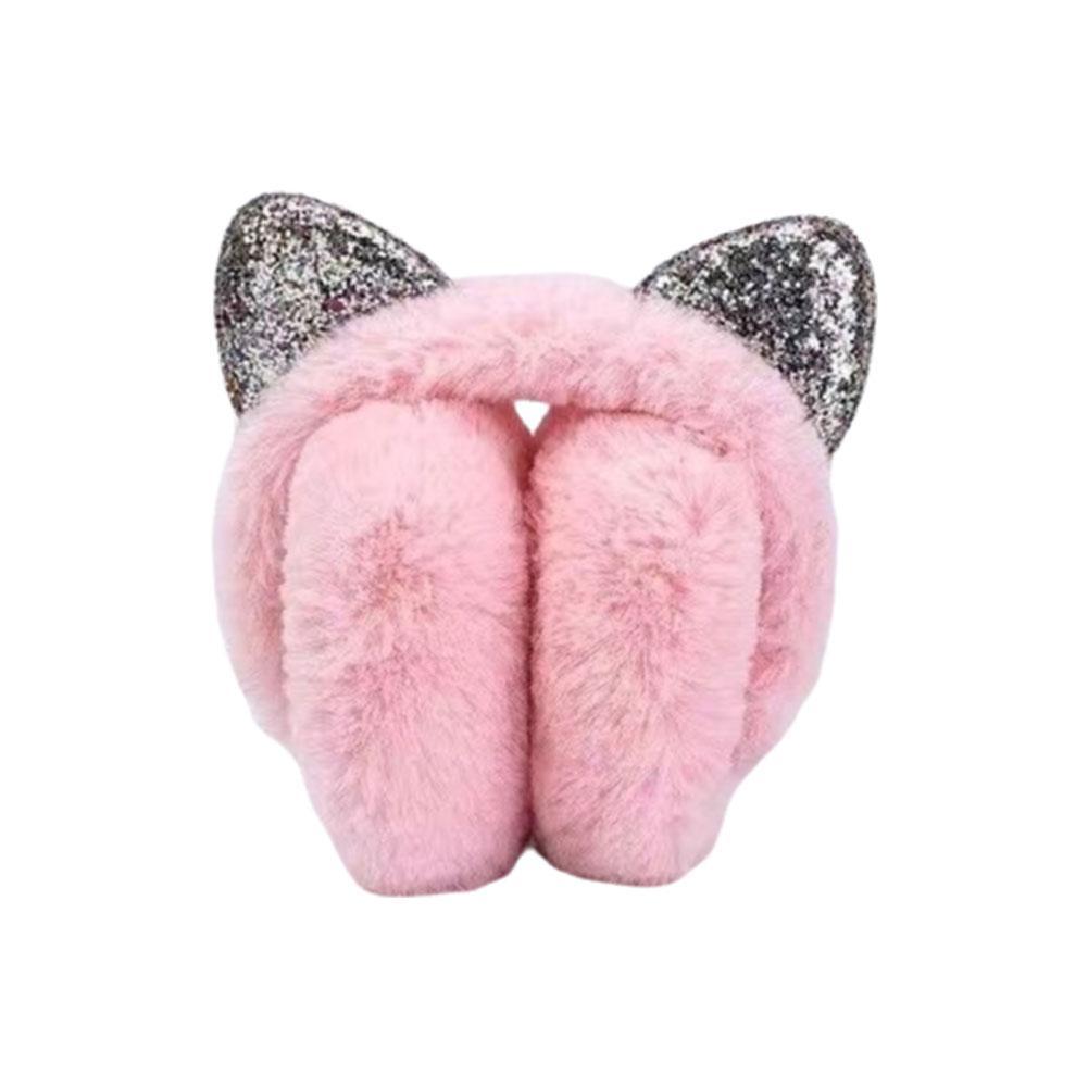 Winter Warm Plush Earmuffs Earflaps, for Women Children Riding Ski Ear Protection Cartoon Cat's Ears Fur Soft Cashmere Earflaps