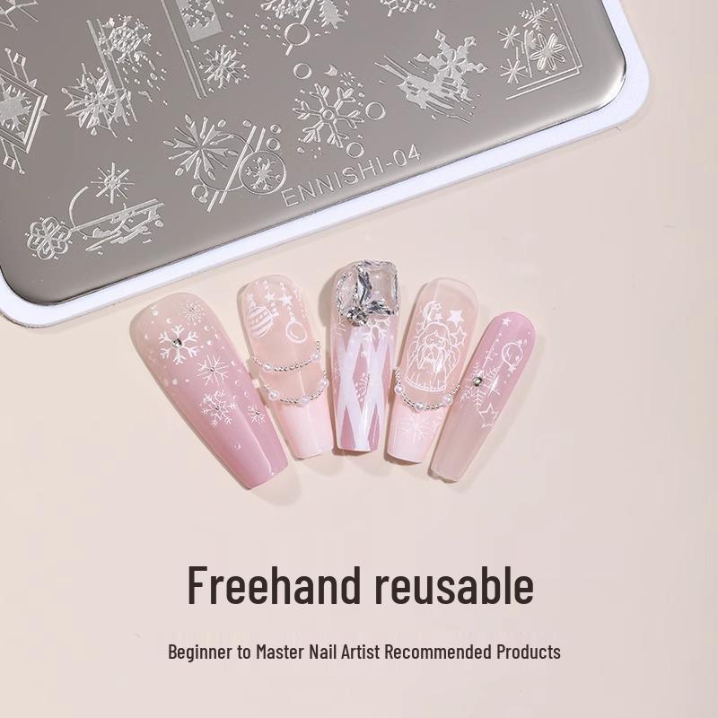 Nail Art Stamping Set: Transparent Silicone Stamper with Butterfly and Christmas Patterns
