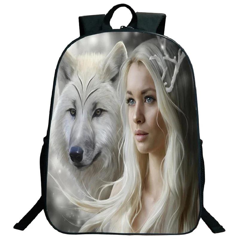 Ice Fire Wolf Backpack Schoolbag Primary School Students Backpack Angry Wolf Printed Bookbag Kids Back To School Mochila Gift