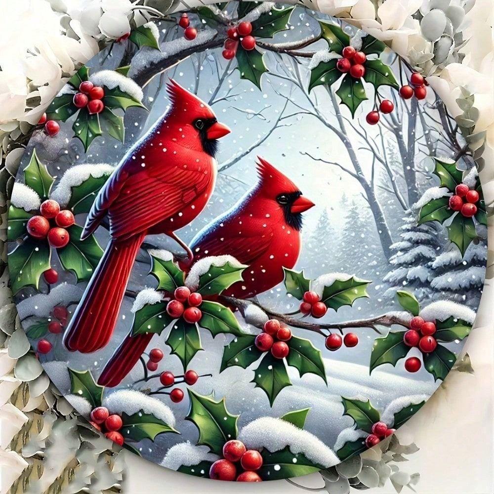 Vintage Round Metal Sign Cardinal Wall Art Kitchen Decor