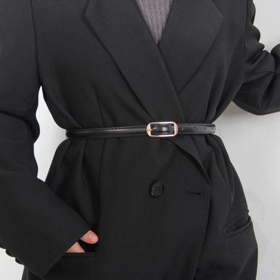 Women Belt Imitation Leather Adjustable Thin Waistband Solid Color Dresses Shirts Tops Waist Belt Versatile Fashion Accessory