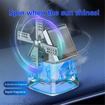 40ml Car Perfume Windmill Design Solar Panel Air Purification Lightweight Solar Powered Car Rotating Air Freshener