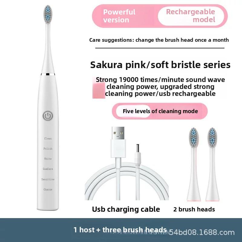Soft-bristled Toothbrush, Tooth Flusher, Rechargeable, Fully Automatic, Universal Electric Toothbrush for Adults and Children, Ultrasonic.