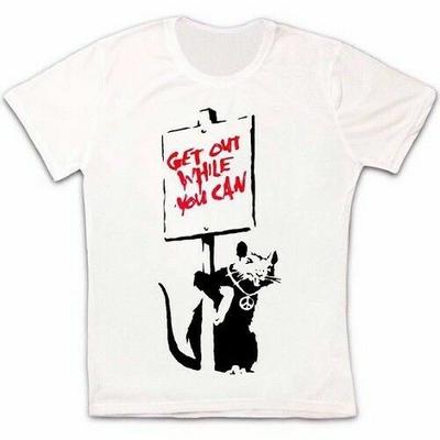 Banksy T-Shirt Rat Graffiti Get Out While You Can Retro Unisex FREE POST Unisex Unisex T-Shirt