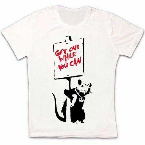 Banksy T-Shirt Rat Graffiti Get Out While You Can Retro Unisex FREE POST Unisex Unisex T-Shirt M