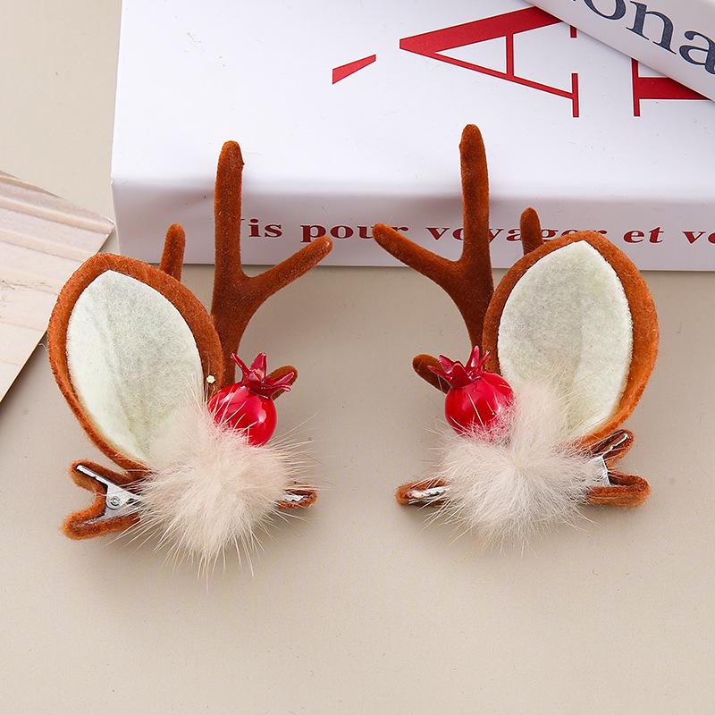 Christmas Antler Hair Clip: Cute Children's Elk Ears with Bells and Mushrooms