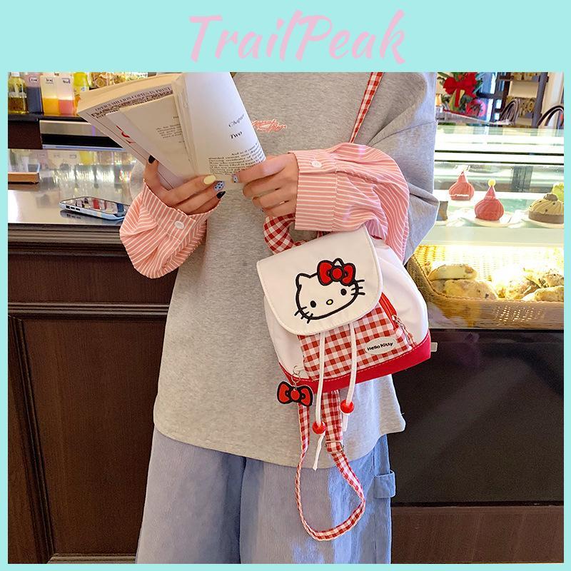 Pattern Red Plaid Kids School Backpack With Breathable Canvas