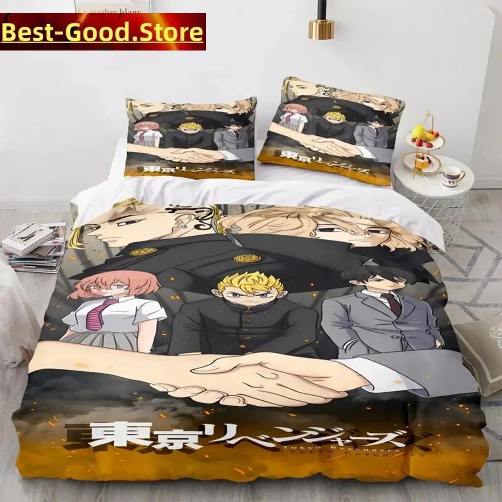 Anime Tokyo Revengers Ryuguuji Ken Sano Manjiro Set Biancheria da Letto Stampa Con Federa Copripiumino Singolo Matrimoniale Queen King Size