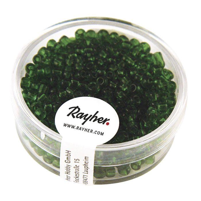 Rocailles, 2,6 mm ø, transparentes, vert, boîte 17g
