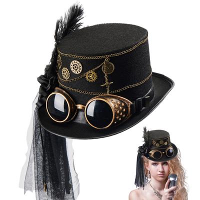 Steampunk Şapka Cadılar Bayramı Caz Şapkaları Gözlüklü Kadınlar Erkekler için Şenlikli Cosplay Kostüm Malzemesi Parti Dekorasyonu