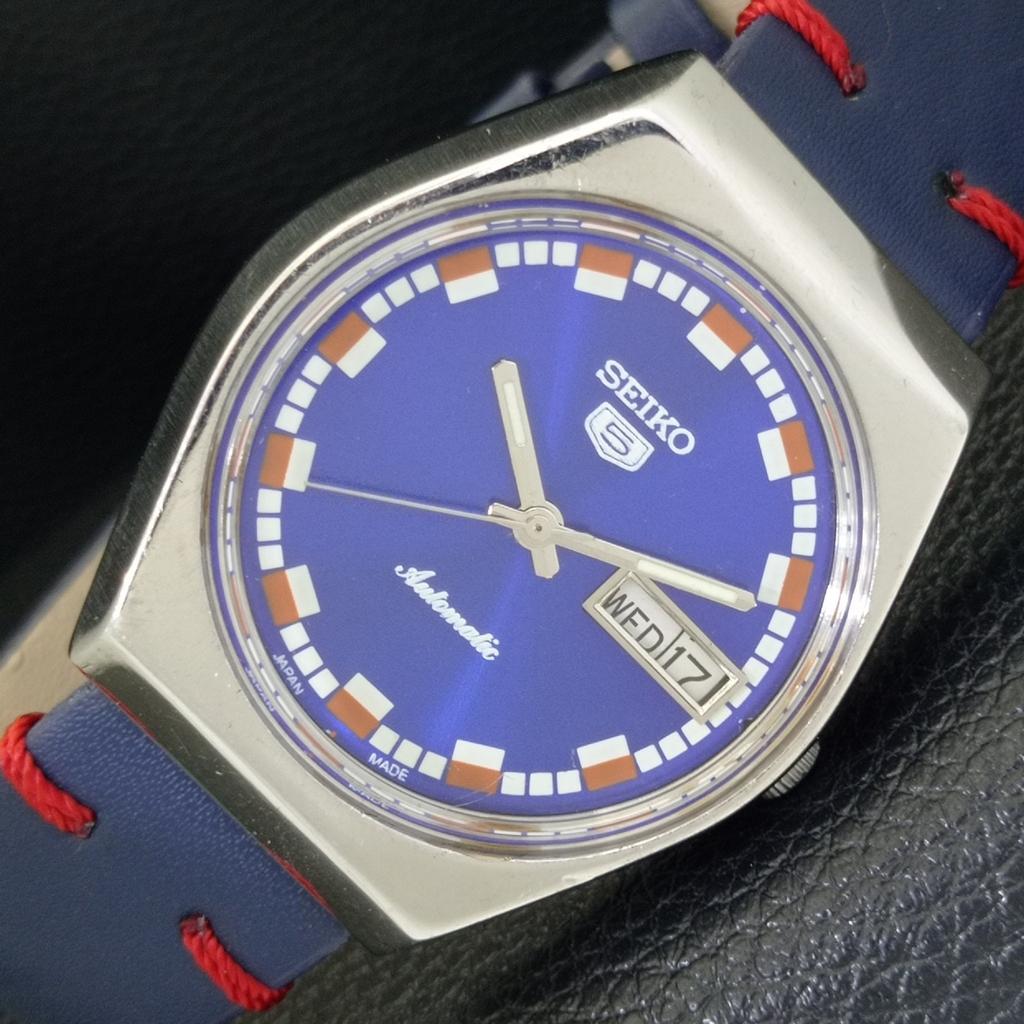 VINTAGE SEIKO 5 AUTOMATIC 6319A JAPAN MENS BLUE COLOR DIAL WATCH A701436-5 R206b-a701436