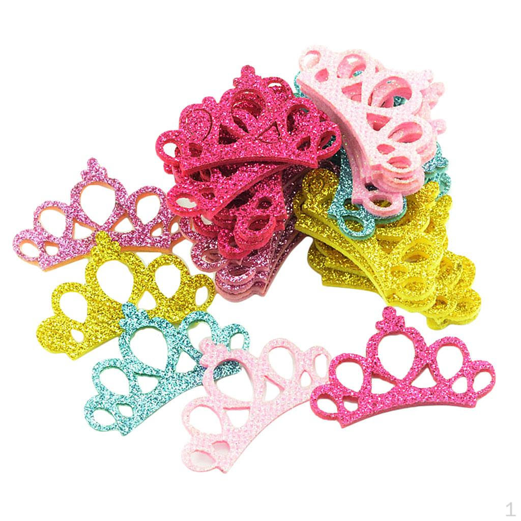 

30 Pieces Multi-colors Children Clips Crown Shape Sequins for DIY Hair Accessories