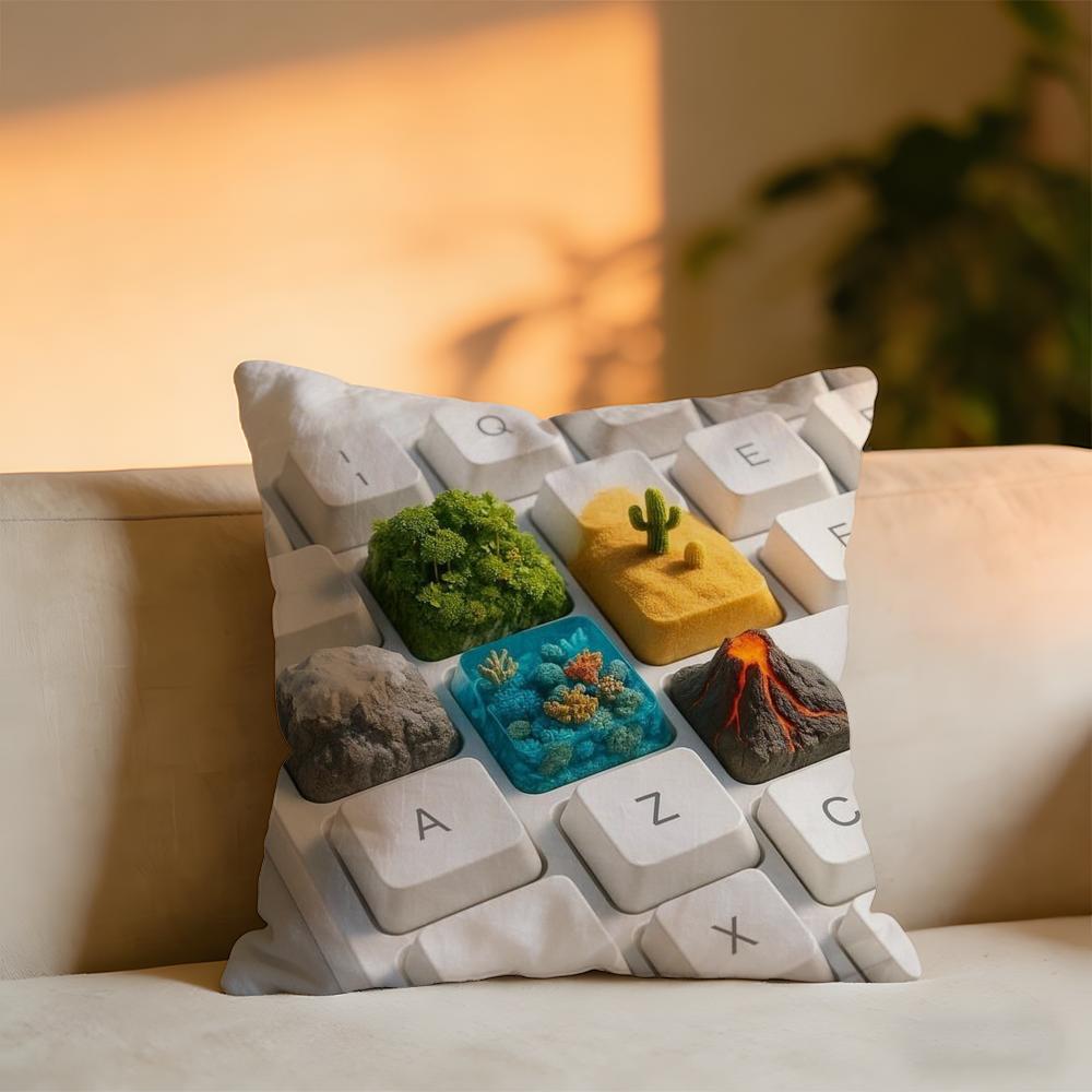 

Text Keyboard Cushion Cover Cozy Velvet Throw PillowSoft Warm Cushion For Sofa Bed 30X30cm