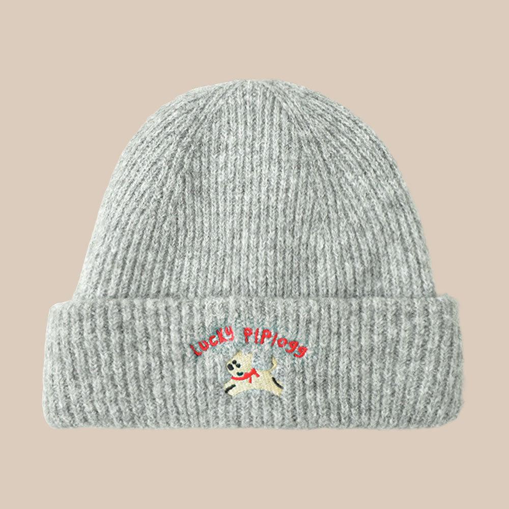 Korean Cute Puppy Embroidered Hat Autumn and Winter Warm Ear Protection Wool Hat Versatile Cold Hat New Hat