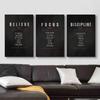 Believe Discipline and Focus Definition Poster Motivational Inspirational Canvas Prints Wall Art for Home Office Room
