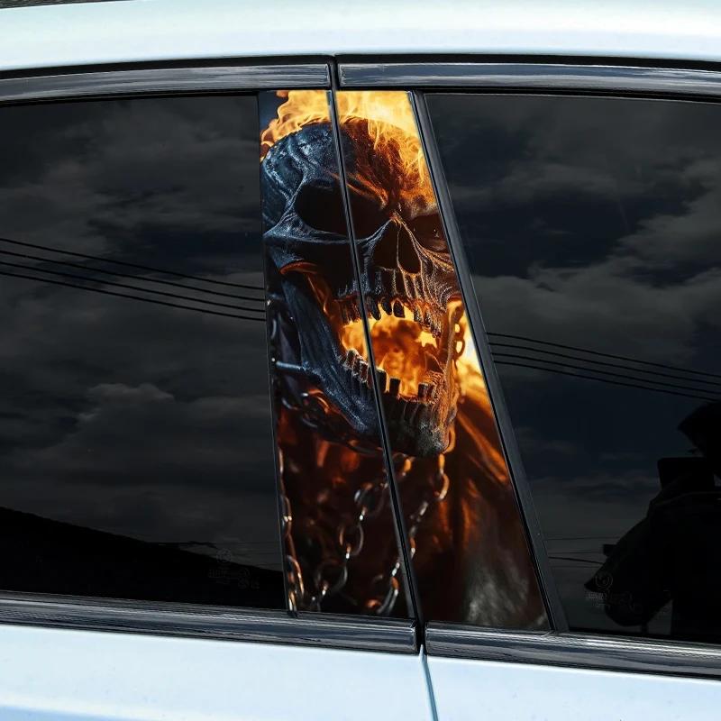 1pc/2pcs Skull Evil Rider Car Stickers for B-pillar Vinyl Decals Waterproof Auto Center Pillar Sticker Cover Scratches Decors