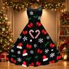 Women's Christmas Print Off-Shoulder Sexy Retro Party Dress for Holiday Celebration