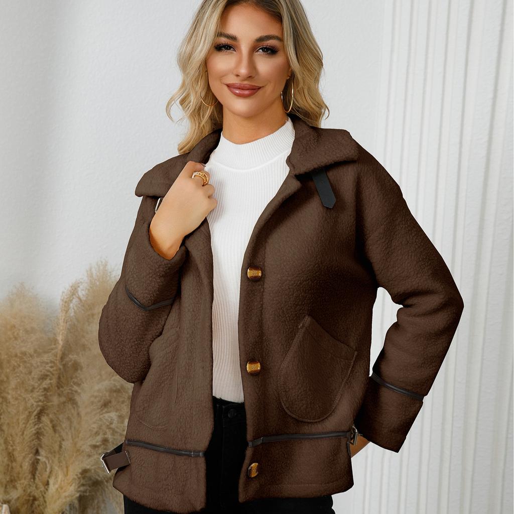 Women's Sherpa Jacket Fuzzy Coat with Pockets Fleece Lined Warm Winter Fall Casual Outerwear for Women Lightweight Solid Color Button Down Jackets