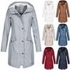 Leichte Damen Kapuzen-Windbreaker Jacke Outdoor Wanderjacke Mittellang 7 Farben 6 Größen